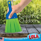 LOLA Whisk Broom, Hand Brush, 72 Pack Durable Bristles, Whisks Away Dirt & Debris, Compact, Hang Hole for Easy Storage, Indoor/Outdoor