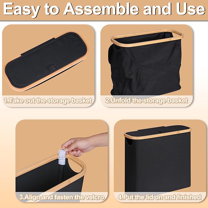 efluky Toilet Paper Basket 28L, Toilet Paper Holder with Lid for Bathroom, Free Standing Storage Organizer Holds Up to 9-12 Rolls (Black, 1)