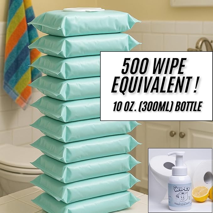 Toilet Paper Foam, Lemon Scent, 500 Wipe Equivalent, 10oz, Gentle for Kids