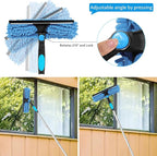 Professional 72'' Window Squeegee Cleaning Washing Tool/Kit with Extension Pole, 3 in 1 Squeegee for Window Cleaning Kit for High Window with 1 Rotatable Head 4 Interchangeable Scrubber