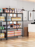 Golpart 4 Tier Adjustable Storage Shelves,Heavy Duty Metal Utility Shelf 1400LBS Capacity Wire Shelving Unit Organizer Rack for Kitchen Office Pantry Room 18" D x 46" W x 59" H Black