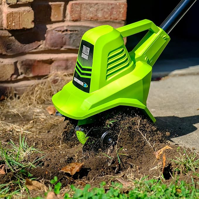 Earthwise Power Tools by ALM TC70020IT 20-Volt 7.5-Inch Cordless Electric Garden Tiller Cultivator, (2AH Battery & Fast Charger Included), Green
