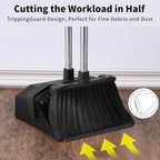 3-Pack Broom with Dustpan Combo Set, Commercial Broom and Dustpan Set, Dust Pan with Long Handle, 51'' Large Brooms with Self-Cleaning Dust Pan Teeth for Restaurant Lobby Garage - Black