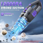 Gxzsk Handheld Vacuum Cordless, 15000PA Strong Suction Hand Held Car Vacuum Cleaner Rechargeable, Portable Hand Vacuum with Multi-Nozzles & Washable Filter for Home Office, Car, Pets