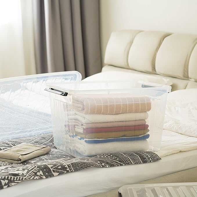 Citylife 54 QT Clear Plastic Storage Bins with Lids Stackable Storage Boxes with Lids Large Plastic Storage Containers for Garage Closet Kitchen 2 Packs