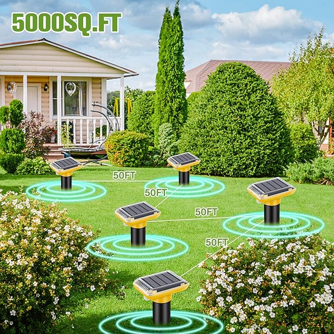 Solar Ultrasonic Mole Repellent, Gopher Repeller Outdoor, Solar Powered Waterproof Snake Repellent for Yard Deterrent Gopher Vole Snake Pest and Other Animals from Lawn Garden Yard Home(2 Packs)