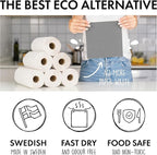 SUPERSCANDI 6 Pack Swedish Dishcloths for Kitchen - 100% Biodegradable & Compostable Reusable Paper Towels Washable, Food-Safe & Without Plastic - Dish Rags Suitable for Any Surface, Grey