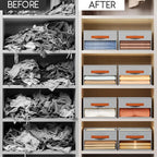 Homsorout Drawer Organizers and Storage - 8 Pack Foldable Pants Organizer with Clear Window & Handles, Fabric Closet Organizer for Clothes, Jeans, Sweaters, Towels, T-shirt, Scarf (Grey)
