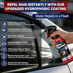 Car Glass Cleaner & Water Repellenet, Windshield Rain Repellent Streak-Free Water Spot Remover Hydrophobic Coating Protecting Against Stains Safe on Glass, Tinted Windows & Mirrors- Pack of 2