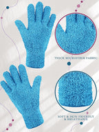 Patelai 3 Pairs Microfiber Plant Dusting Gloves Leaf Cleaning Gloves for Indoor Plants, Blinds, Furniture, House (Reddish Violet,Blue,Purple,Large)