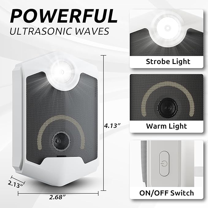 Ultrasonic Pest Repeller Indoor, 2025 Upgraded Mouse Repellent Ultrasonic Plug in, Rodent Repellent with Ultrasound & Strobe Light, Mice Repellent Indoor for Rodent/Mouse/Squirrel/Roach