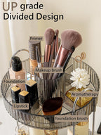 Asayuee 360 Rotating Makeup Organizer,2 Tier Large Capacity Make Up Organizers and Storage,Skincare Perfume Vanity Organizers,Bathroom Cosmetics Storage Organizer Countertop(Grey)
