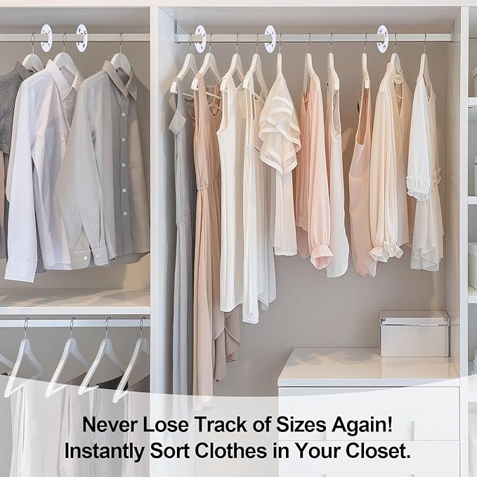 25 Pcs Clothing Rack Size Dividers Round White Plastic Size Markers for Clothing Rack Pre-Labeled (XXS-XXXL) & Blank Dividers & Erasable Pen for Closet, Retail Store, Wardrobe