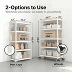 HOMEDANT House 36.2" W 5 Tier Heavy Duty Garage Shelving Adjustable Metal Rack Storage Shelves Standing Shelf Unit Organizers Pantry Closet Office White 1Pack