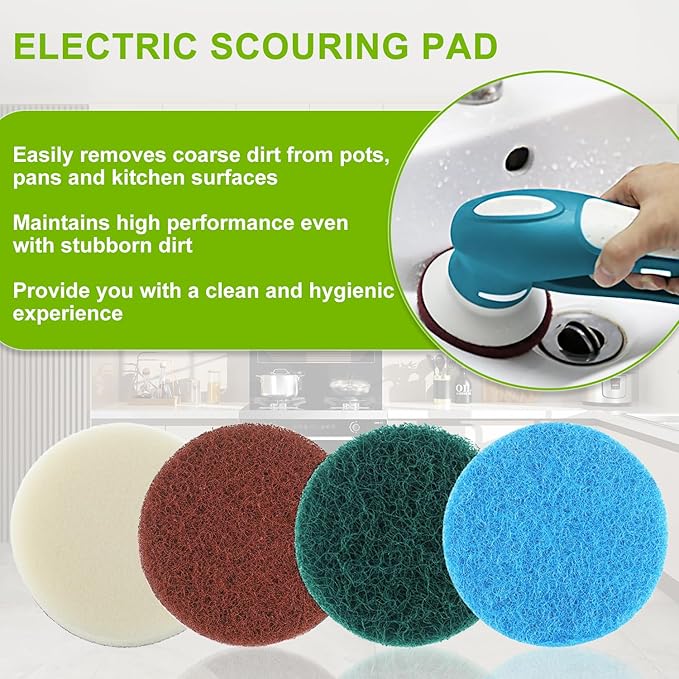 16pcs Electric Cleaning Brush Pad Set 4 Foam Pads 4 Kitchen Mats 4 Heavy Duty Pads 4 Microfibre Pads fit for Bosch Home/Garden 6033 Battery Cleaning Brush