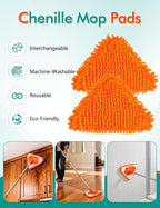 Ceiling Fan Cleaner Duster with 76" Extendable Long Handle,180° Wall Mop Cleaner for Walls/Ceiling Fans/Dust/Baseboards/Floors/Blade Blinds/dDoors Clean,Feather Duster Cleaning Kit