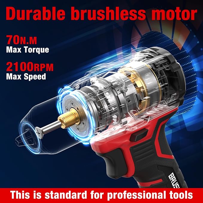 20V MAX Cordless Drill Driver Kit, 70Nm High Torque, LED Light, 26 Piece Accessory Set, 2 Batteries and Fast Charger for Wood Metal Drilling