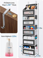 JARLINK Over the Door Organizer Storage, 5 Shelf Hanging Organizer with 5 Large Capacity Pockets, Anti Tilt 44 lb Load Behind Door Storage for Bedroom, Bathroom, Pantry, Nursery, (Black)
