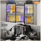 Extra Large Clothes Rack, Heavy Duty Clothing Rack for Hanging Clothes, Freestanding Clothing Rack Closet, Adjustable Metal Garment Rack, Portable Closet 76.4"W x 15.7"D x 68.5"H, Hold 792 lbs, Black