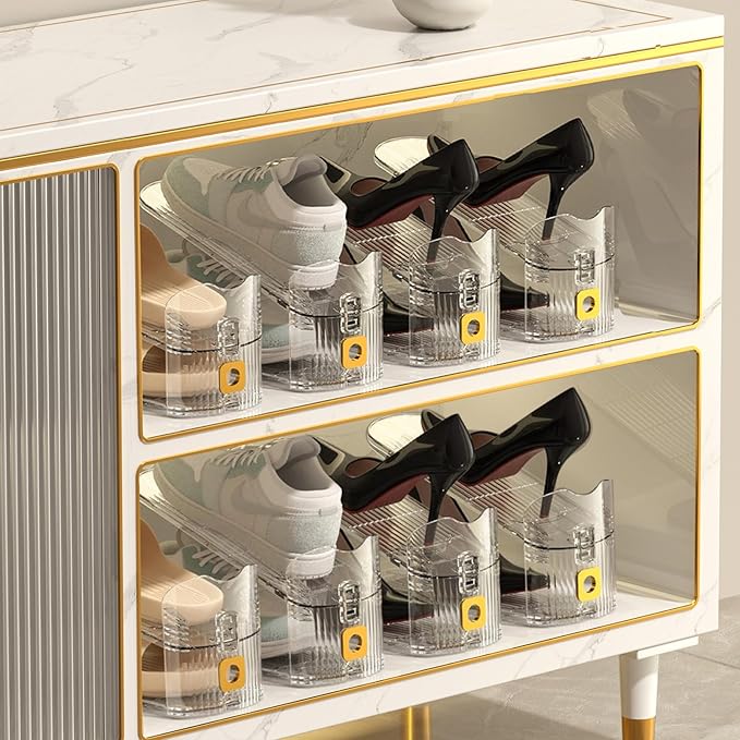 Copidrum 12Pack Shoe Slots Organizer for Closet Shoe Stacker Shoe Rack Organizer for Closet Space Saver Storage Shoe Holder Organization (Clear)