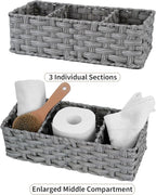 GRANNY SAYS Toilet Tray Tank Topper, Wicker Baskets for Storage, Set of 2 Waterproof Bathroom Basket for Organizing, Gray Bathroom Organization Baskets, 14¼" x 6" x 4¼"