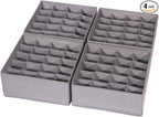 DIOMMELL 4 Pack Foldable Cloth Storage Box Closet Dresser Drawer Organizer Fabric Baskets Bins Containers Divider for Clothes Underwear Socks Lingerie Clothing, M Grey 40-0000