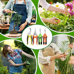 4 Pack Garden Pruning Shears, Stainless Steel Garden Shears, Gardening Shears, Garden Scissors, Clippers, Pruning Snips, Pruning Shears for Gardening Tools (4PCS Yellow Orange Green)