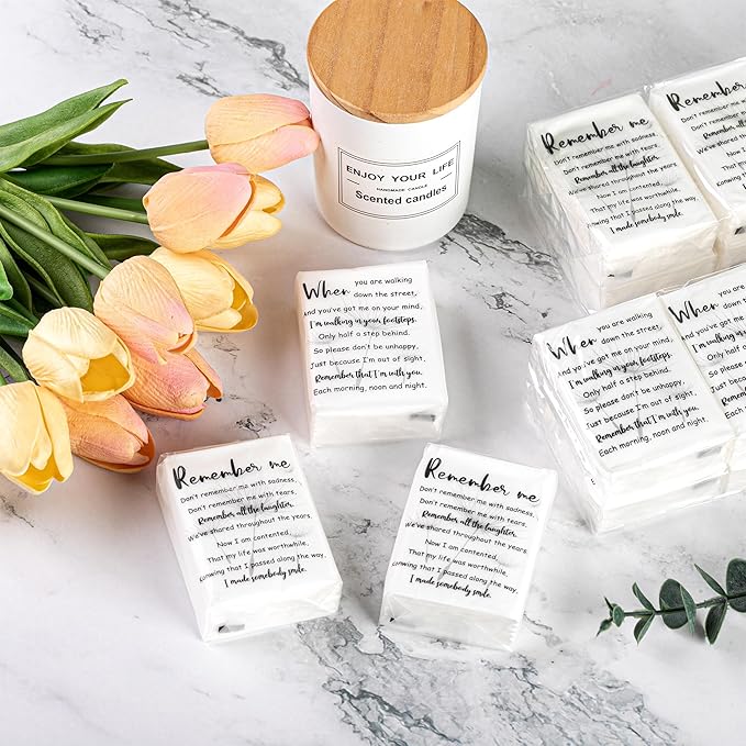 120 Pack Funeral facial tissues 3 Ply Pocket tissues pack Funeral tissues packs for guests Travel size individual tissue pack bulk for Relatives Family Memorial Favors Supplies