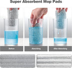 JOYMOOP Mop Replacement Pads, 4-Pack 13" × 4.9" Microfiber Flat Mop Refills, Dual Grey & Stripe Pads for Wet & Dry Cleaning, Fits JOYMOOP Mop Head Refills, Machine Washable, Durable, Scratch-Free