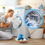 24 Pack Blue Wool Laundry Balls, 3.15'', 2.4'' Reusable Laundry Wool Dryer Balls Natural No Lint Fabric Softener for Clothing Wrinkles