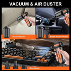 2-in-1 Compressed Air Duster 180000RPM Powerful Motor, Cordless Mini Vacuum Cleaner, 10,000mAh Battery, Portable Electric Air Duster, Dust Blower for Computer, Keyboard, Outdoor, House, Car and Office