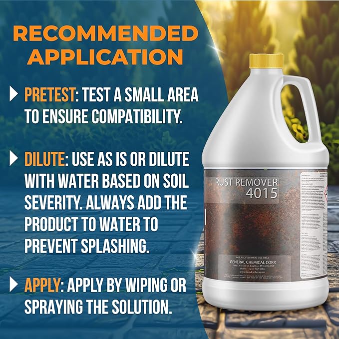DeckGeneral Rust Remover 4015 All Surface Rust Stain Eliminator, Concrete Cleaner, Effective Oxidation Clean Up for Driveways, Walkways, Swimming Pools, Brick, Pavements and More (1 Gallon)