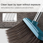 Broom and Dustpan Set, Plastic Silicone Hand Broom for Home & Kitchen, Long Handle Upright Stand Up Small Outdoor Brooms Household Cleaning Supplies Apartment Home Dorm Essentials (Green)