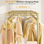 ULIFHOME P4 Plus Rolling Clothes Rack Heavy Duty, Clothing Racks for Hanging Clothes, Free Standing Garment Racks with Wheels, Portable Closet Rack 45'' W × 20.5'' D × 80.5'' H, Max Load 570 Lbs, Gold