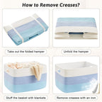 Blanket Basket,Rectangle Woven Baskets for Storage,100L Laundry Basket for Decorative Nursery Blanket,Toys,Dirty Clothes and Magazine in Shelves,Baby Room,and Living Room
