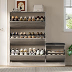 BORNOON Shoe Cabinet with Bench and 3 Flip Drawers, Slim Narrow Shoe Storage Cabinet, Freestanding Shoe Rack Organizer with Adjustable & Removable Shelves, Anti-Tip for Entryway, Hallway, Foyer