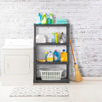 Sterilite 4 Shelf Unit, Heavy-Duty Shelving Storage and Utility Rack - Standing Plastic Organizer Shelves for Kitchen, Bathroom, and Garage