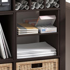 Furinno Cubicle Cube Insert, H-Shelf Cube Organizer, 2-Tier Shelf Accessory, Fits into Furinno Triple Thick Cubes, IKEA Kallax, for Organizers and Storage, Black Dark Oak