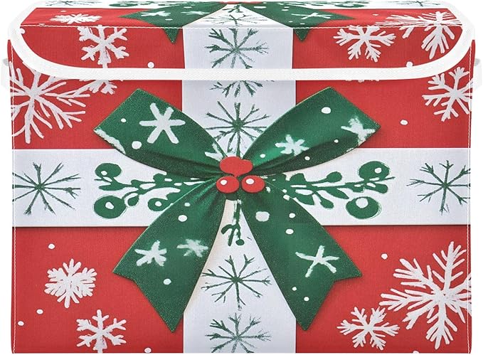 senya Large Storage Bins with Linen Collapsible Foldable Storage Cubes Fabric Closet Organizer Containers box with Flip-Top Lid for Home Bedroom Office 16.7 x 12.6 x 11.8in (Christmas Gift)