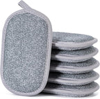 Dual-Sided Multi-Purpose Scrub Sponges, Non-Scratch Dishwashing Sponges for Kitchen, Reusable Microfiber Sponge for Efficiently Cleaning Dishes, High Density Sponge Inside (6 Pack, Large) Gray