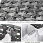 Laundry Hamper with 3 Removable Liner Bags; 132L Handwoven Rattan Laundry Basket with Lid & Heightened Feet; Clothes Hamper with Side Handles; Laundry Sorter with 3 Separate Sections (Gray)