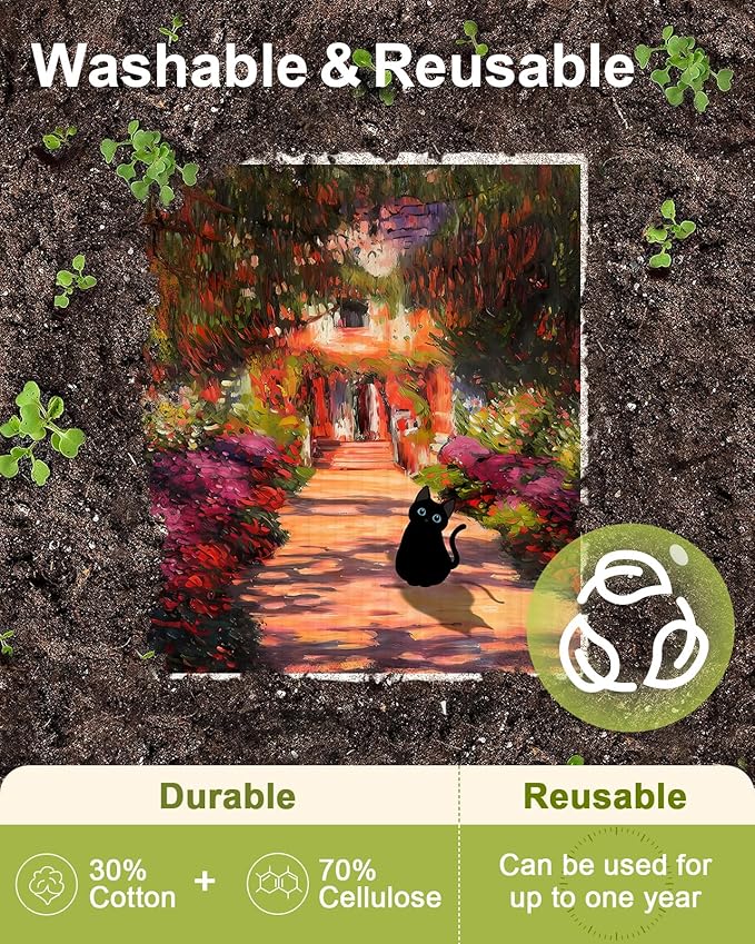 6 Pack Swedish Dishcloths for Kitchen - Reusable Dish Cloths for Washing Dishes Absorbent Cute Funny Kitchen Towels Cleaning Sponge, Floral Cat