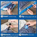 12 Pack Variety Vacuum Storage Bags for Comforters, Blankets & Clothes – Vacuum Sealed Compression Bags with Hand Pump – Space Saver Storage Bags for Bedding, Moving, Travel & Organization (6S & 6L)