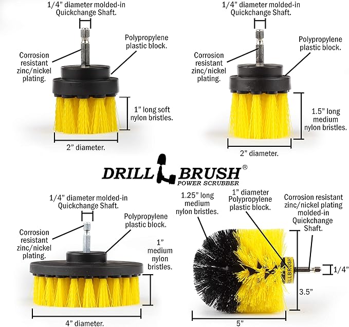 Bath Mat Scrubber - Shower Curtain - Cleaning Supplies - Grout Cleaner - Drill Brush Spin Scrubber Kit - Clean Sinks, Shower Stalls, Bathtub, Bidet, Toilet, Tile, Carpet, and Flooring - Bathroom Rugs