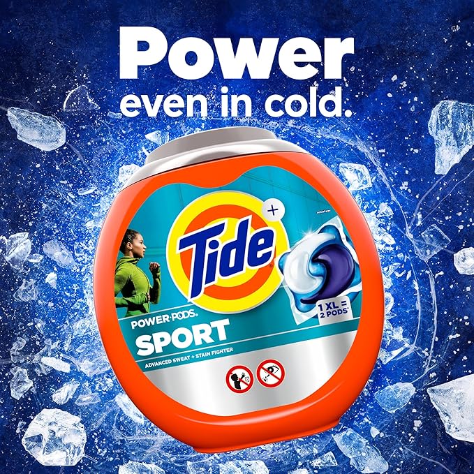 Tide Power Pods Sport Laundry Detergent Pacs, 32 Count, Advanced Sweat + Stain Fighter