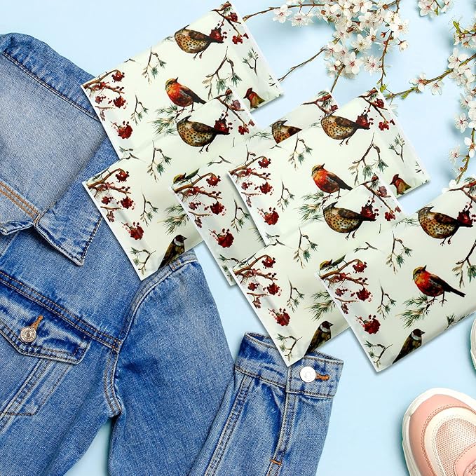 Geyee 50 Packs Facial Tissue Travel Packs Disposable Pocket Tissues for Wedding Guest Travel School Purse Home Supplies, 500 Sheets 3 Ply(Birds)