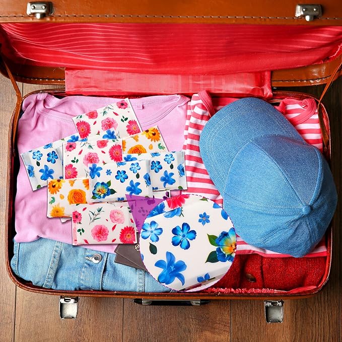 PerKoop 100 Pack Pocket Tissues Travel Slim Packs Small Facial Tissues Wallet Size Toilet Paper for Travel Guest Wedding Supplies, 4 Styles(Colorful Floral)