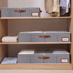 Yawinhe Under Bed Storage, 2 Pack Closet Organizers, Collapsible Container Bags, with Sorting Card Slot and 4 Leather Handles, for Blanket, Bedding, 23.6''Lx11.8''Wx6''H, Grey