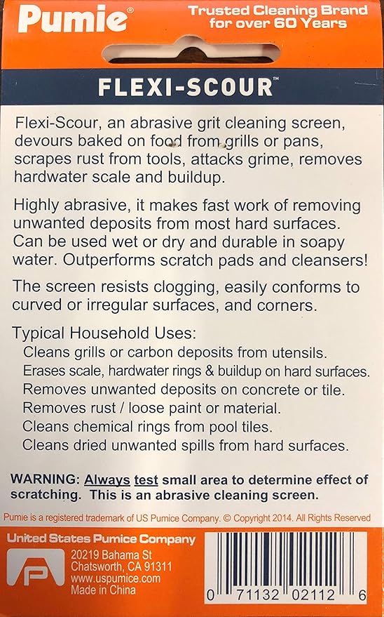 PUMIE Flexi-Scour, 5.5 x 4 Inch Flexible Scrubbing Screen for Household Cleaning, Flexible Scouring Mesh Pad, FLEX-12 C Abrasive Grit Cleaning Screen for Grill, Removes Carbon, Rust, Scale(Pack of 48)