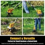 RETEK Adjustable Cordless Tiller, Compatible with Dewalt 20V Battery(Tool Only), 360RPM Electric Garden Tiller, 9.06In Tilling Width & 7.09In Depth, Portable Tiller for Flower Beds/Plant Cultivation